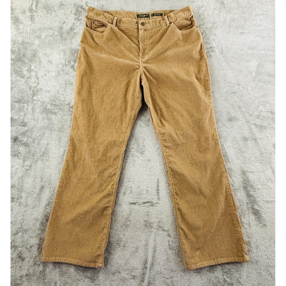 Eddie Bauer Corduroy Pants Boot Cut Fit Womens 18 Tan Stretch 32" Inseam